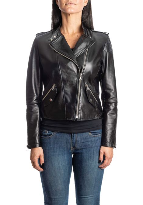 Black leather biker jacket PK BY PASKAL | 600NAPPA-NERO